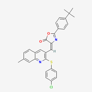 molecular formula C30H25ClN2O2S B7702983 (E)-2-(4-(tert-butyl)phenyl)-4-((2-((4-chlorophenyl)thio)-7-methylquinolin-3-yl)methylene)oxazol-5(4H)-one 