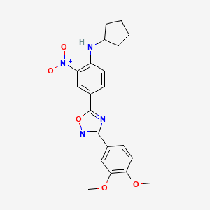 molecular formula C21H22N4O5 B7703067 N-cyclopentyl-4-(3-(3,4-dimethoxyphenyl)-1,2,4-oxadiazol-5-yl)-2-nitroaniline 