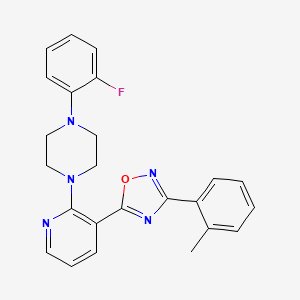 molecular formula C24H22FN5O B7703108 5-(2-(4-(2-fluorophenyl)piperazin-1-yl)pyridin-3-yl)-3-(o-tolyl)-1,2,4-oxadiazole 