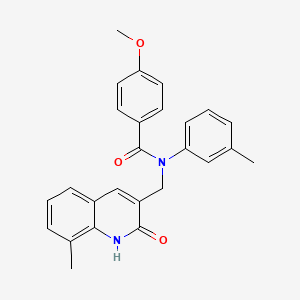 N-((2-hydroxy-8-methylquinolin-3-yl)methyl)-4-methoxy-N-(m-tolyl)benzamide