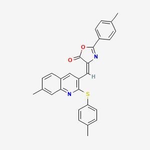 (E)-4-((7-methyl-2-(p-tolylthio)quinolin-3-yl)methylene)-2-(p-tolyl)oxazol-5(4H)-one