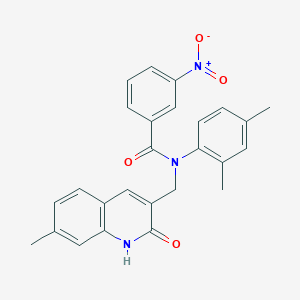 N-(2,4-dimethylphenyl)-N-((2-hydroxy-7-methylquinolin-3-yl)methyl)-3-nitrobenzamide