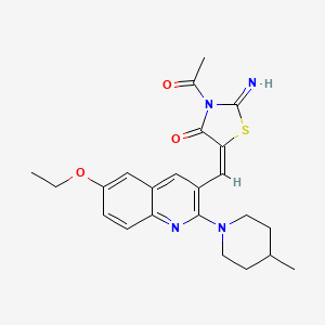 molecular formula C23H26N4O3S B7703225 (E)-3-acetyl-5-((6-ethoxy-2-(4-methylpiperidin-1-yl)quinolin-3-yl)methylene)-2-iminothiazolidin-4-one 