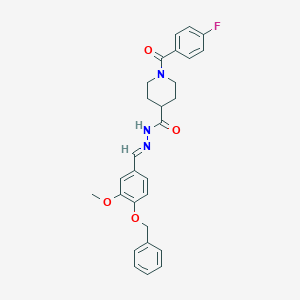 molecular formula C28H28FN3O4 B7703254 (E)-N'-(4-(benzyloxy)-3-methoxybenzylidene)-1-(4-fluorobenzoyl)piperidine-4-carbohydrazide 