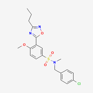 N-(4-chlorobenzyl)-4-methoxy-N-methyl-3-(3-propyl-1,2,4-oxadiazol-5-yl)benzenesulfonamide