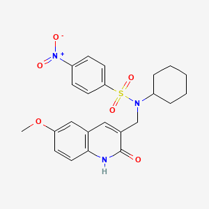 N-cyclohexyl-N-((2-hydroxy-6-methoxyquinolin-3-yl)methyl)-4-nitrobenzenesulfonamide