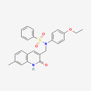 molecular formula C25H24N2O4S B7703303 N-(4-ethoxyphenyl)-N-((2-hydroxy-7-methylquinolin-3-yl)methyl)benzenesulfonamide 