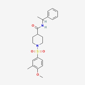 molecular formula C22H28N2O4S B7703311 N-(3-ethoxypropyl)-1-(4-methoxy-3-methylbenzenesulfonyl)piperidine-4-carboxamide 