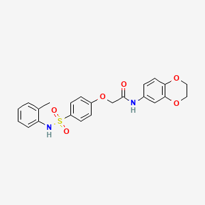 molecular formula C23H22N2O6S B7703319 N-(2,3-dihydrobenzo[b][1,4]dioxin-6-yl)-2-(4-(N-(o-tolyl)sulfamoyl)phenoxy)acetamide 