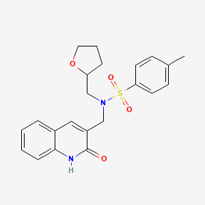 molecular formula C22H24N2O4S B7703407 N-((2-hydroxyquinolin-3-yl)methyl)-4-methyl-N-((tetrahydrofuran-2-yl)methyl)benzenesulfonamide 