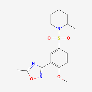 3-(2-methoxy-5-((2-methylpiperidin-1-yl)sulfonyl)phenyl)-5-methyl-1,2,4-oxadiazole