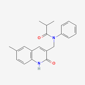 molecular formula C21H22N2O2 B7703512 N-((2-hydroxy-6-methylquinolin-3-yl)methyl)-N-phenylisobutyramide 