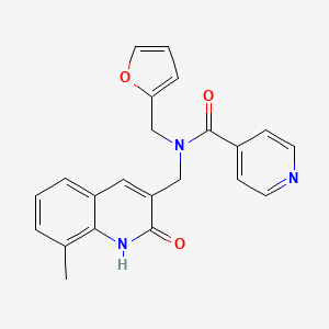 molecular formula C22H19N3O3 B7703530 N-(furan-2-ylmethyl)-N-((2-hydroxy-8-methylquinolin-3-yl)methyl)isonicotinamide 