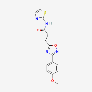 molecular formula C15H14N4O3S B7703542 3-(3-(4-methoxyphenyl)-1,2,4-oxadiazol-5-yl)-N-(thiazol-2-yl)propanamide 