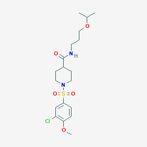 molecular formula C19H29ClN2O5S B7703570 1-(3-chloro-4-methoxybenzenesulfonyl)-N-(3-ethoxypropyl)piperidine-4-carboxamide 