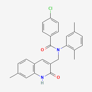 4-chloro-N-(2,5-dimethylphenyl)-N-((2-hydroxy-7-methylquinolin-3-yl)methyl)benzamide