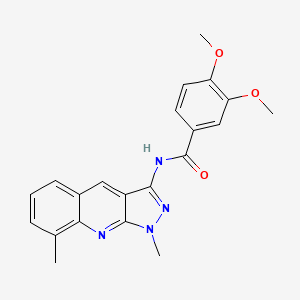 molecular formula C21H20N4O3 B7703611 N-(1,8-dimethyl-1H-pyrazolo[3,4-b]quinolin-3-yl)-3,4-dimethoxybenzamide 