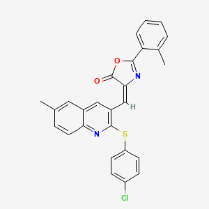 (E)-4-((2-((4-chlorophenyl)thio)-6-methylquinolin-3-yl)methylene)-2-(o-tolyl)oxazol-5(4H)-one