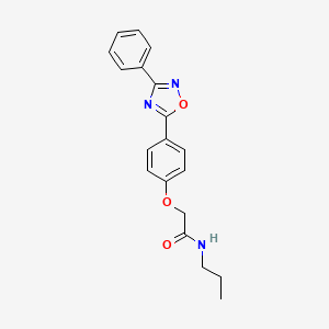 molecular formula C19H19N3O3 B7703655 2-(4-(3-phenyl-1,2,4-oxadiazol-5-yl)phenoxy)-N-propylacetamide 