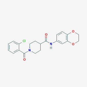 molecular formula C21H21ClN2O4 B7703746 1-(2-chlorobenzoyl)-N-(2,3-dihydrobenzo[b][1,4]dioxin-6-yl)piperidine-4-carboxamide 