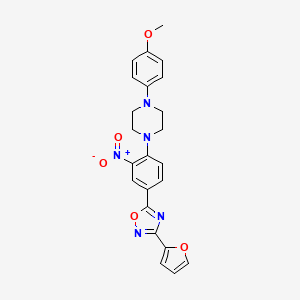 molecular formula C23H21N5O5 B7703782 3-(furan-2-yl)-5-(4-(4-(4-methoxyphenyl)piperazin-1-yl)-3-nitrophenyl)-1,2,4-oxadiazole 