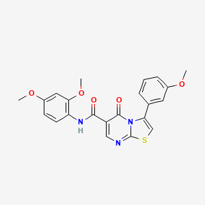 molecular formula C22H19N3O5S B7703792 3-(3-methoxyphenyl)-5-oxo-N-[(oxolan-2-yl)methyl]-5H-[1,3]thiazolo[3,2-a]pyrimidine-6-carboxamide 