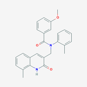 N-((2-hydroxy-8-methylquinolin-3-yl)methyl)-3-methoxy-N-(o-tolyl)benzamide