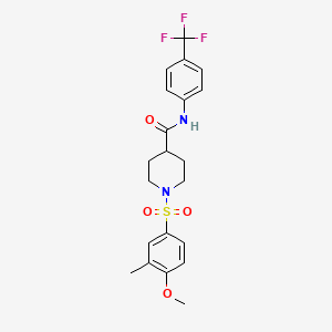 molecular formula C21H23F3N2O4S B7703832 1-(4-methoxy-3-methylbenzenesulfonyl)-N-phenylpiperidine-4-carboxamide 