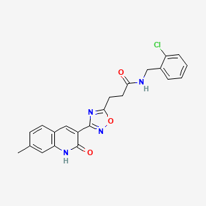 molecular formula C22H19ClN4O3 B7703842 N-(2-chlorobenzyl)-3-(3-(2-hydroxy-7-methylquinolin-3-yl)-1,2,4-oxadiazol-5-yl)propanamide 