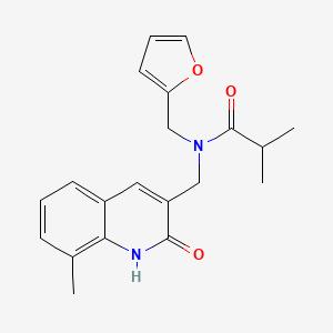 N-(furan-2-ylmethyl)-N-((2-hydroxy-8-methylquinolin-3-yl)methyl)isobutyramide