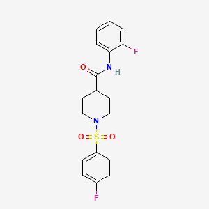 molecular formula C18H18F2N2O3S B7703887 1-(4-fluorobenzenesulfonyl)-N-(2-methoxyethyl)piperidine-4-carboxamide 