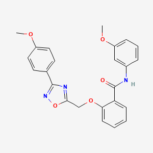 molecular formula C24H21N3O5 B7703934 N-(3-methoxyphenyl)-2-((3-(4-methoxyphenyl)-1,2,4-oxadiazol-5-yl)methoxy)benzamide 