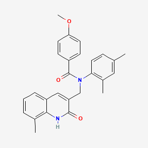 N-(2,4-dimethylphenyl)-N-((2-hydroxy-8-methylquinolin-3-yl)methyl)-4-methoxybenzamide