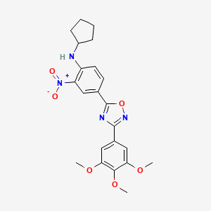 molecular formula C22H24N4O6 B7703998 N-cyclopentyl-2-nitro-4-(3-(3,4,5-trimethoxyphenyl)-1,2,4-oxadiazol-5-yl)aniline 