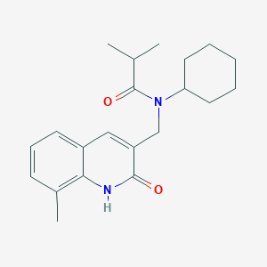 molecular formula C21H28N2O2 B7704011 N-cyclohexyl-N-((2-hydroxy-8-methylquinolin-3-yl)methyl)isobutyramide 