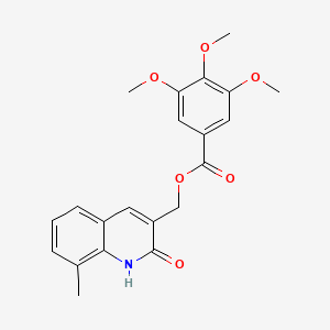 molecular formula C21H21NO6 B7704027 (2-hydroxy-8-methylquinolin-3-yl)methyl 3,4,5-trimethoxybenzoate 