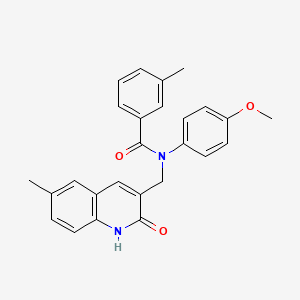 molecular formula C26H24N2O3 B7704059 N-((2-hydroxy-6-methylquinolin-3-yl)methyl)-N-(4-methoxyphenyl)-3-methylbenzamide 