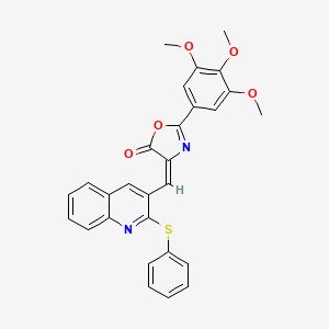 molecular formula C28H22N2O5S B7704073 (E)-4-((2-(phenylthio)quinolin-3-yl)methylene)-2-(3,4,5-trimethoxyphenyl)oxazol-5(4H)-one 