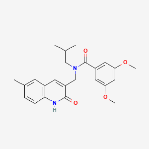 molecular formula C24H28N2O4 B7704081 N-((2-hydroxy-6-methylquinolin-3-yl)methyl)-N-isobutyl-3,5-dimethoxybenzamide 