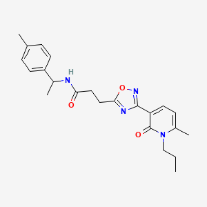 molecular formula C23H28N4O3 B7704161 3-(3-(6-methyl-2-oxo-1-propyl-1,2-dihydropyridin-3-yl)-1,2,4-oxadiazol-5-yl)-N-(1-(p-tolyl)ethyl)propanamide 