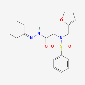 molecular formula C18H23N3O4S B7704175 N-(furan-2-ylmethyl)-N-(2-oxo-2-(2-(pentan-3-ylidene)hydrazinyl)ethyl)benzenesulfonamide 