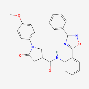 1-(4-methoxyphenyl)-5-oxo-N-(2-(3-phenyl-1,2,4-oxadiazol-5-yl)phenyl)pyrrolidine-3-carboxamide