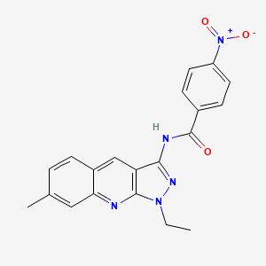 molecular formula C20H17N5O3 B7704186 N-(1-ethyl-7-methyl-1H-pyrazolo[3,4-b]quinolin-3-yl)-4-nitrobenzamide 