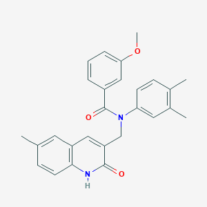 N-(3,4-dimethylphenyl)-N-((2-hydroxy-6-methylquinolin-3-yl)methyl)-3-methoxybenzamide