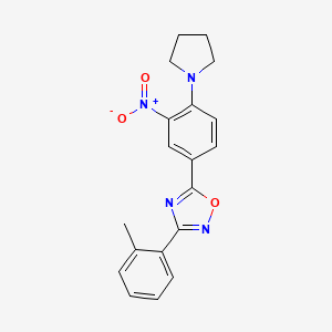 molecular formula C19H18N4O3 B7704262 5-(3-nitro-4-(pyrrolidin-1-yl)phenyl)-3-(o-tolyl)-1,2,4-oxadiazole 