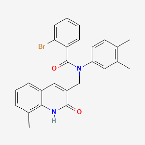 2-bromo-N-(3,4-dimethylphenyl)-N-((2-hydroxy-8-methylquinolin-3-yl)methyl)benzamide