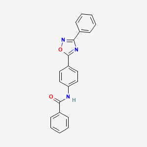 molecular formula C21H15N3O2 B7704296 N-(4-(3-phenyl-1,2,4-oxadiazol-5-yl)phenyl)benzamide 