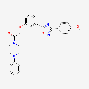 molecular formula C27H26N4O4 B7704321 2-(3-(3-(4-methoxyphenyl)-1,2,4-oxadiazol-5-yl)phenoxy)-1-(4-phenylpiperazin-1-yl)ethanone 