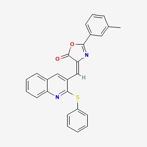 molecular formula C26H18N2O2S B7704397 (E)-4-((2-(phenylthio)quinolin-3-yl)methylene)-2-(m-tolyl)oxazol-5(4H)-one 