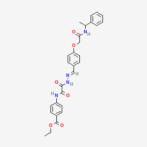 molecular formula C28H28N4O6 B7704433 ethyl 4-{[N'-(1-methylpiperidin-4-ylidene)hydrazinecarbonyl]formamido}benzoate 